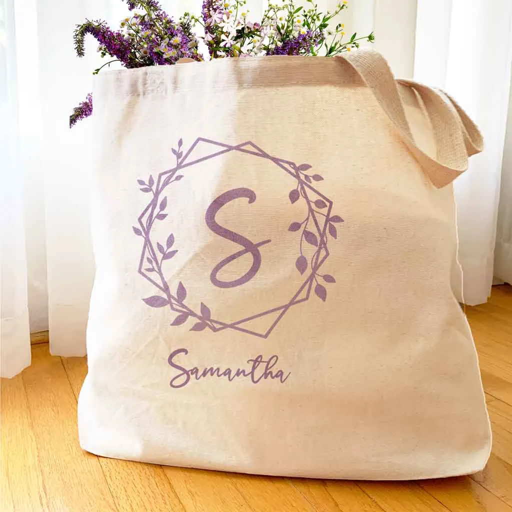 Bridal Party Tote Bag Personalized with Stylized Monogram