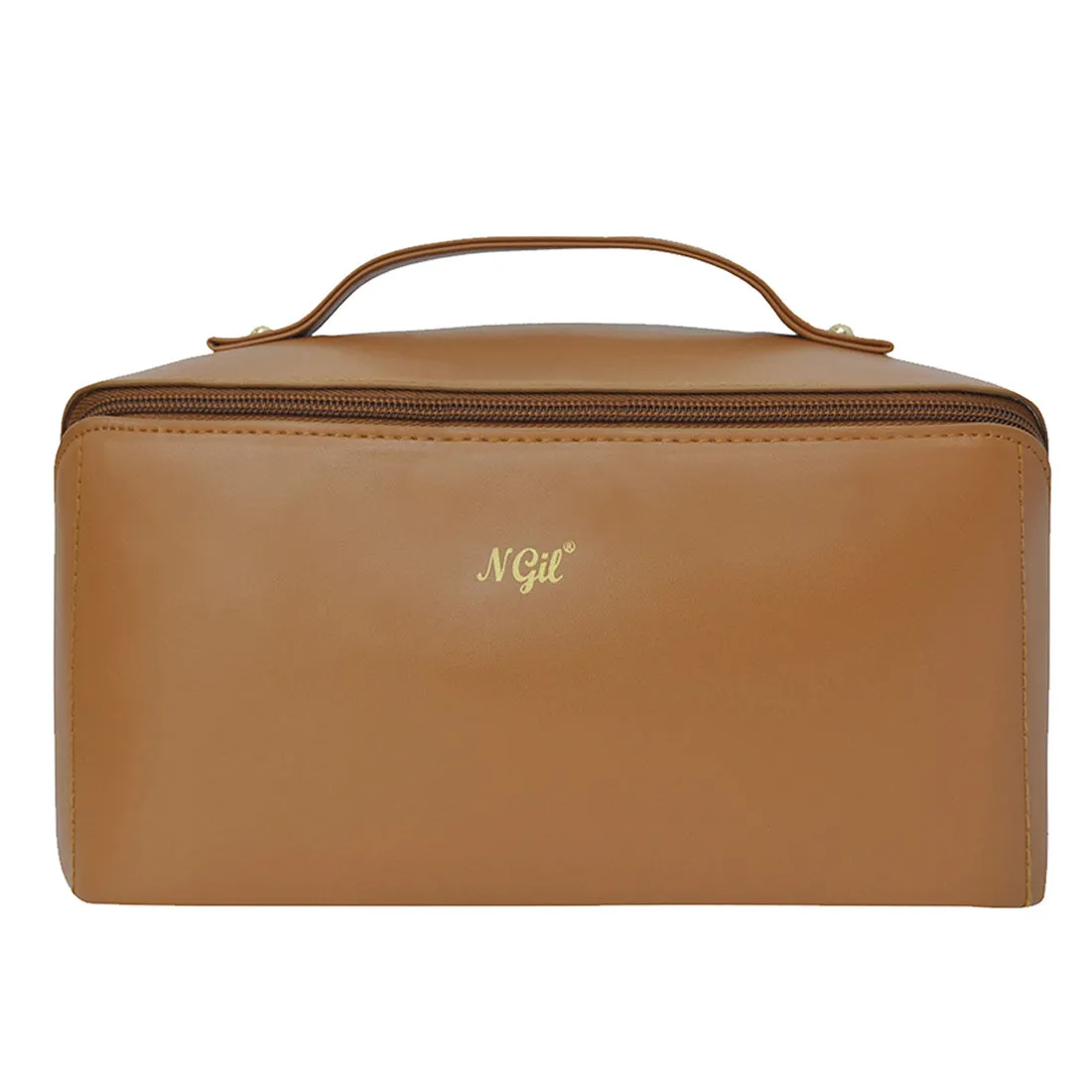 Brown NGIL Medium Faux Leather Expandable Travel Toiletry