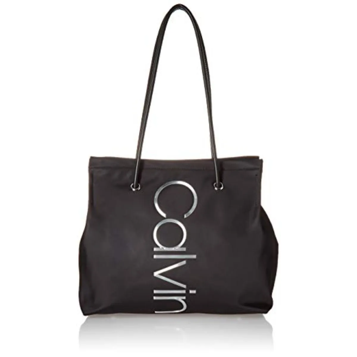 Calvin Klein Mallory Nylon North/South Vertical BrandIng Tote In Black - H8JBE8XR