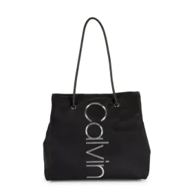 Calvin Klein Mallory Nylon North/South Vertical BrandIng Tote In Black - H8JBE8XR