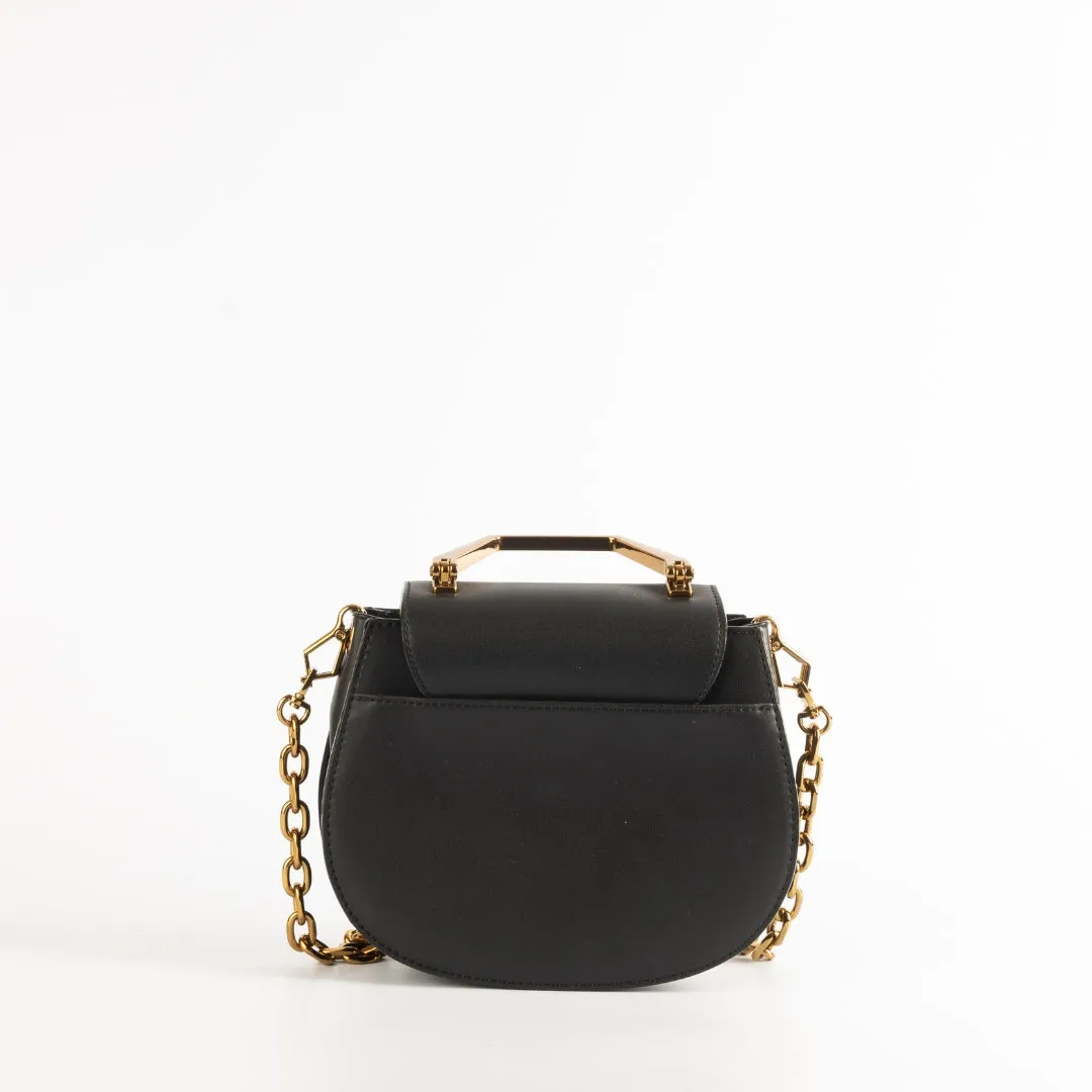 Charles & Keith Geometric Top Handle Saddle Bag