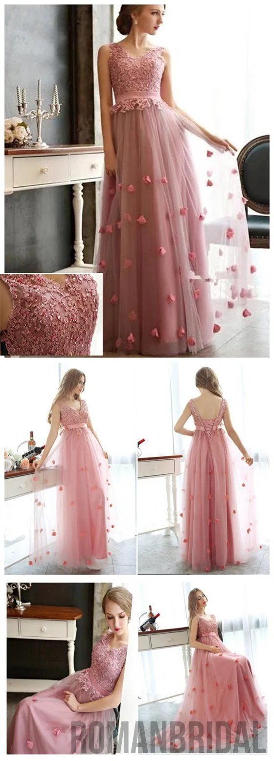 Charming Tulle Lace Up Custom Popular Party Newest Prom Dresses Online,PD0090