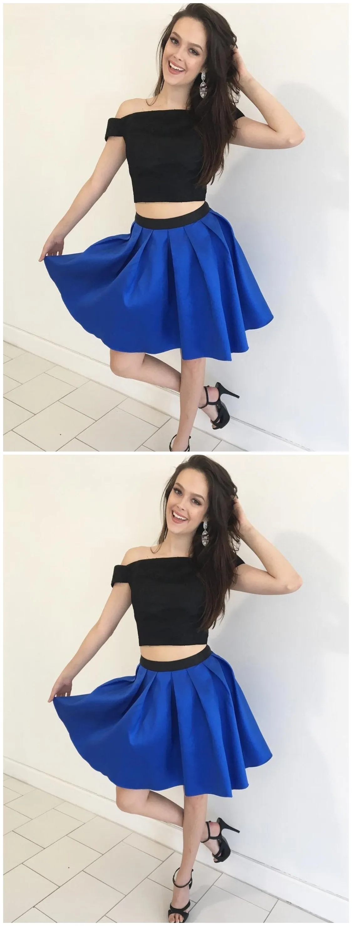 Cheap Short Simple Cute Two Piece Homecoming Dresses 2018, BDY0177