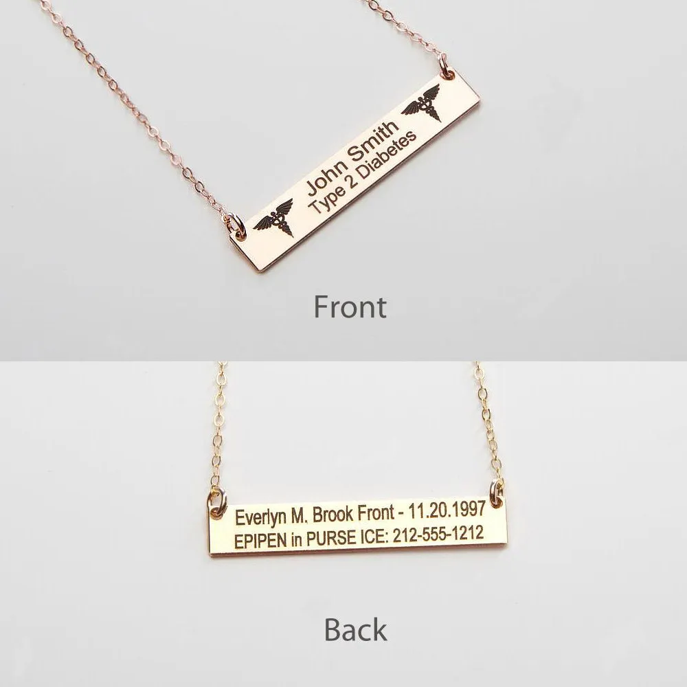 Chic Personalized Medical ID Necklace for Women - CG292N_1.5X0.25. Starts at