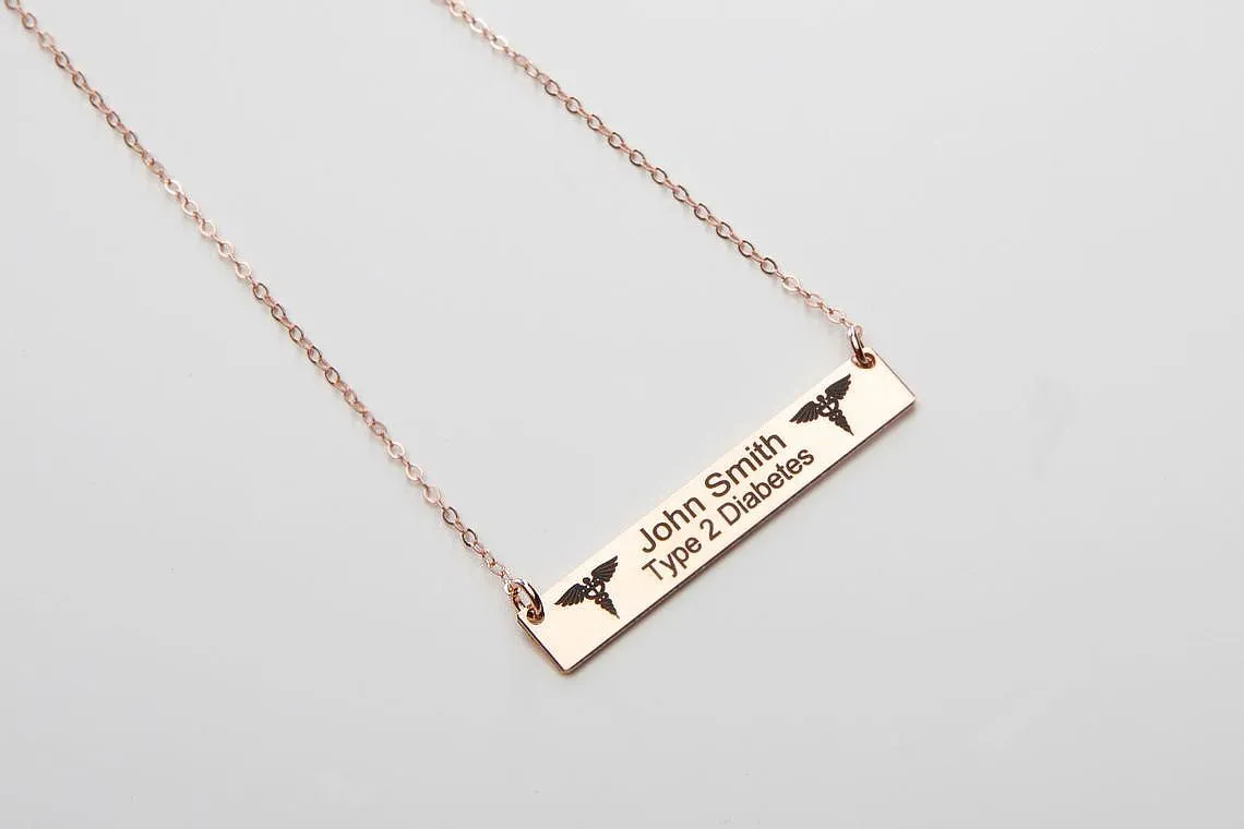 Chic Personalized Medical ID Necklace for Women - CG292N_1.5X0.25. Starts at