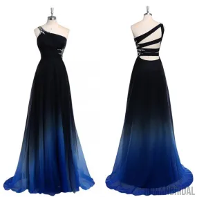 Chiffon Cheap One Off shoulder  Gradient Popular Custom Unique Pretty Prom Dresses Online,PD0122