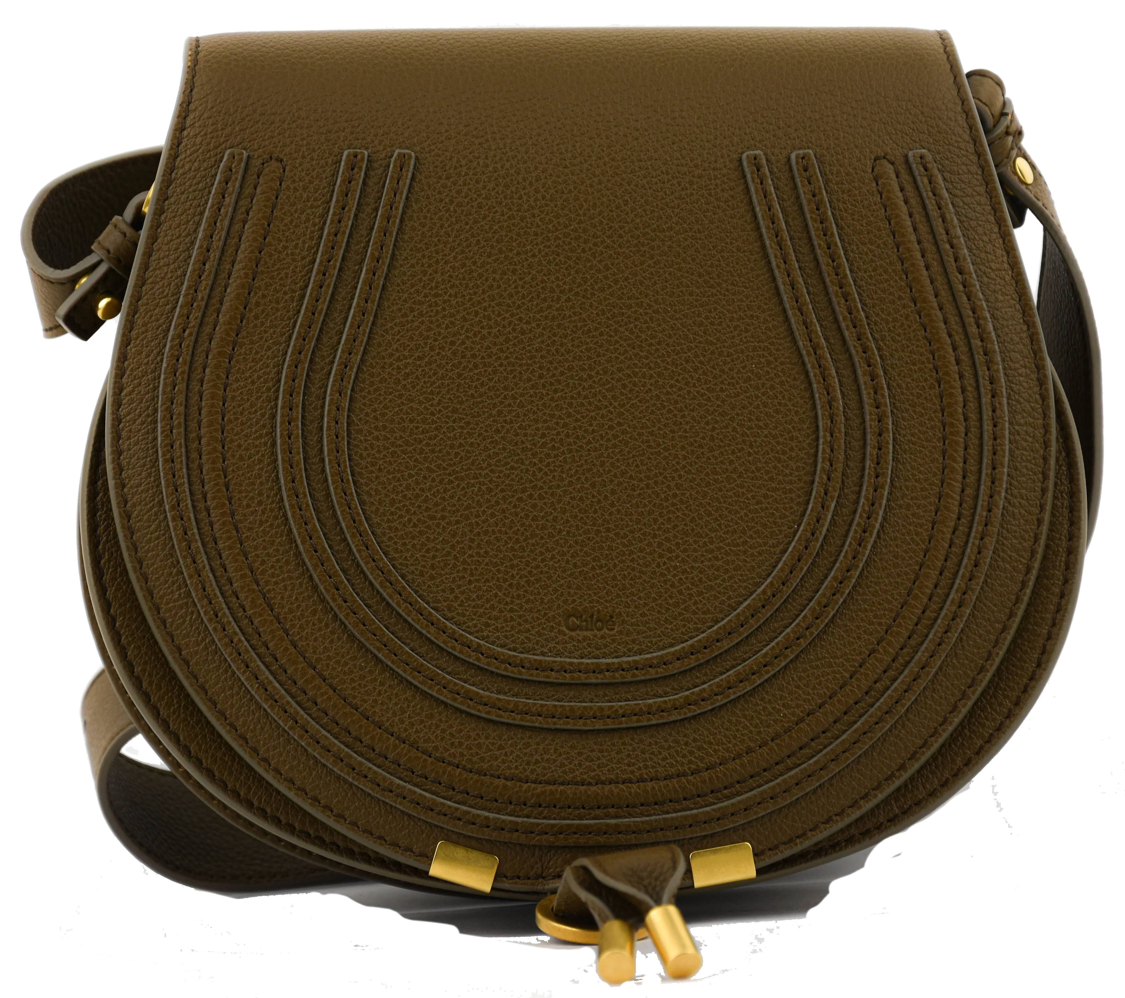 CHLOE MARCIE SADDLE BAG DARK KHAKI