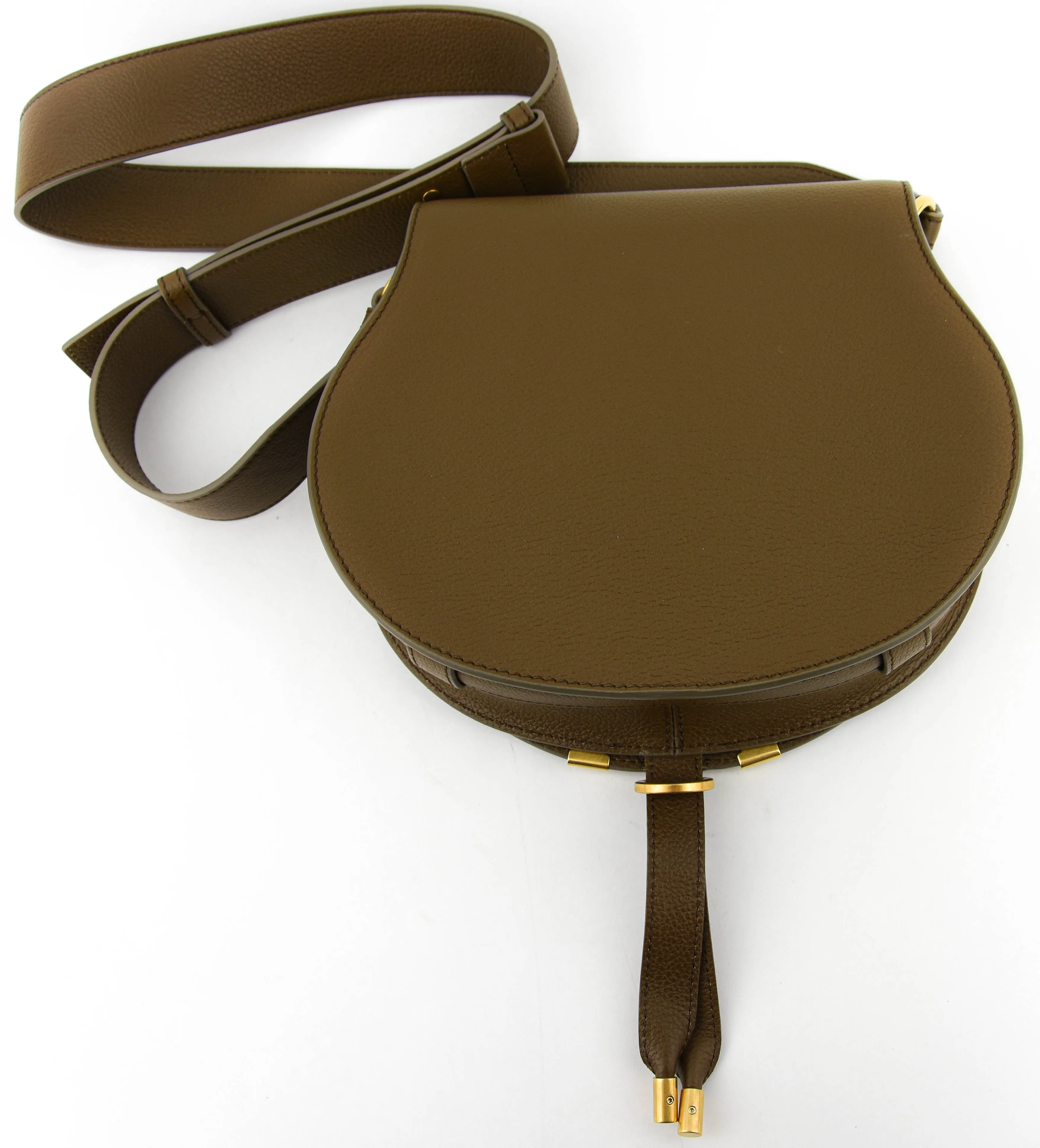 CHLOE MARCIE SADDLE BAG DARK KHAKI