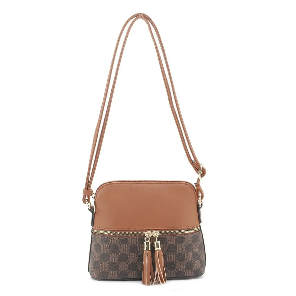 CL6201 Checker Fashion Crossbody Bag with Tassel