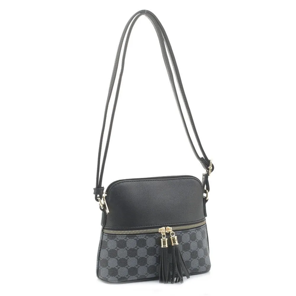 CL6201 Checker Fashion Crossbody Bag with Tassel