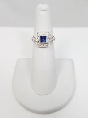 Classy Ladies 14k White Gold Natural Sapphire Diamond Ring