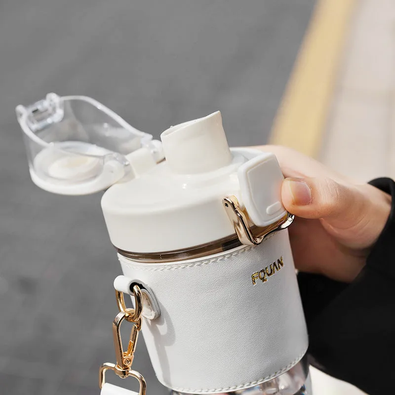 Classy Leather Sleeves Sipper Bottle for with Straw 500ml