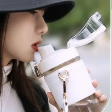 Classy Leather Sleeves Sipper Bottle for with Straw 500ml