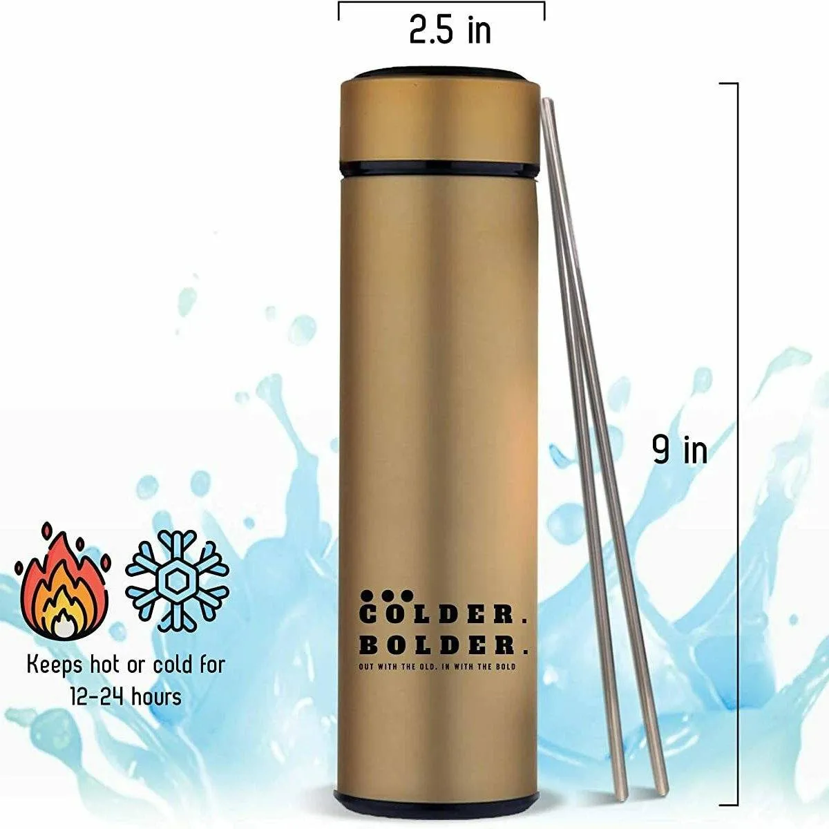 Colder Bolder Stainless Steel Double Wall Vacuum Insulated Reusable Water Bottle