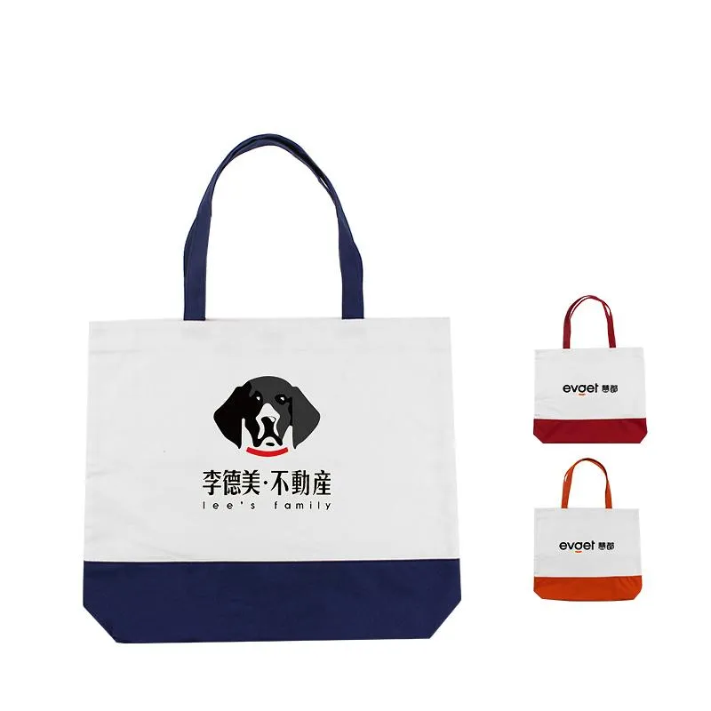 Cotton Color Blocking Tote Bag