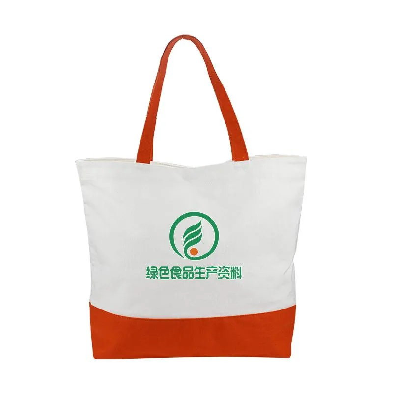 Cotton Color Blocking Tote Bag