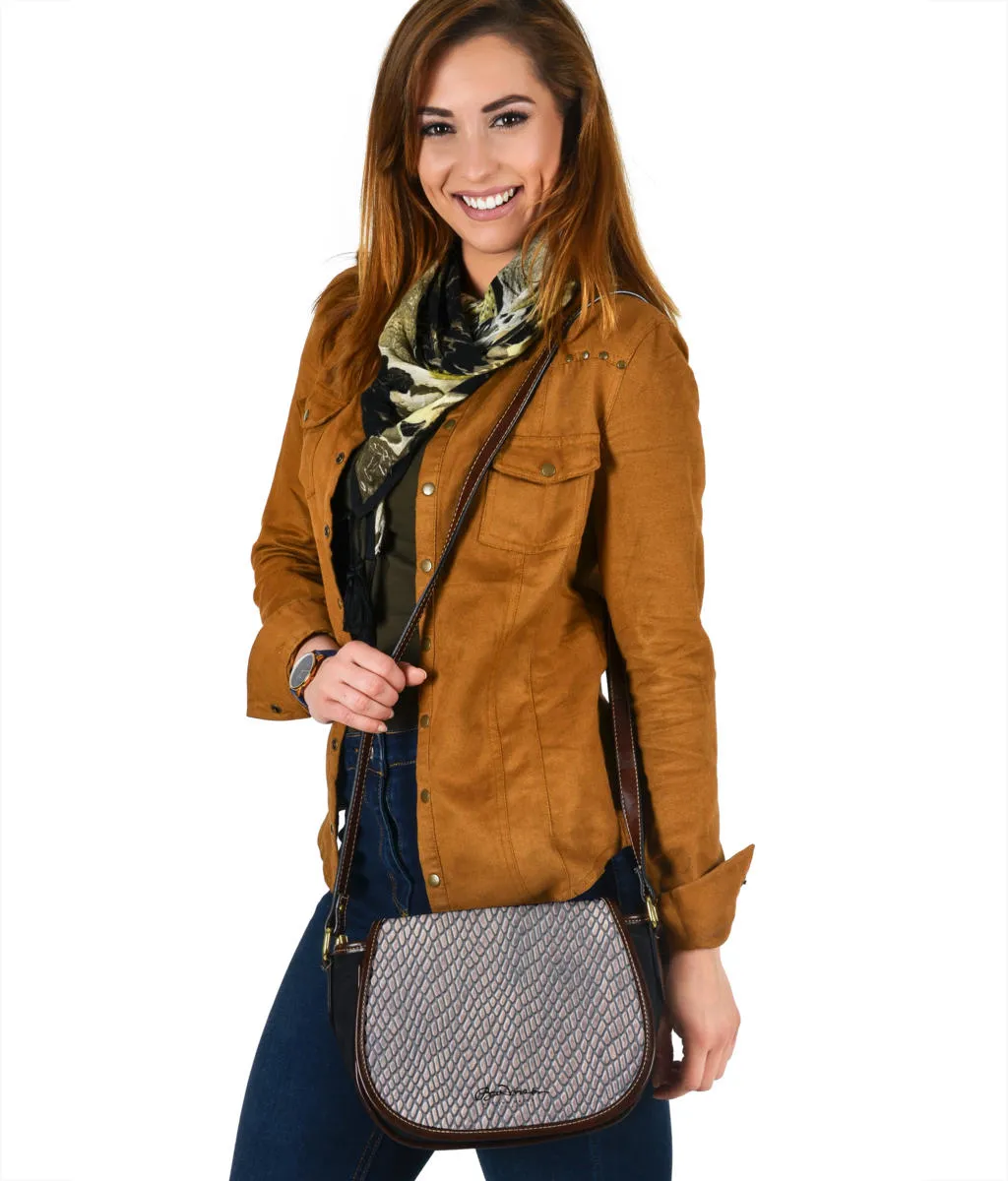 Croc Print Saddle Shoulder Bag