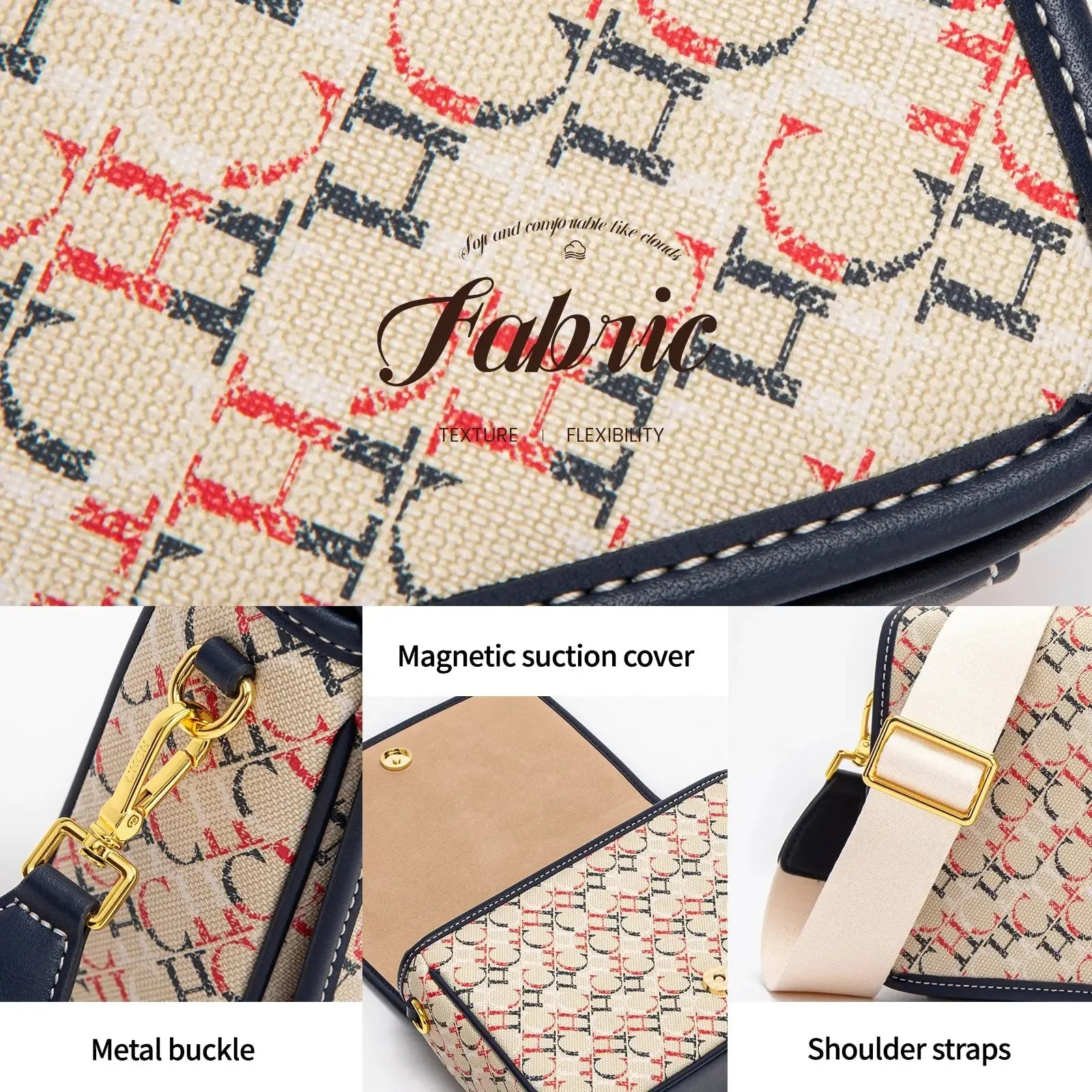 cross body bag Women's Saddle Bag 2024 New Brand Letter Printed Flap Cross Shoulder Bag Retro Wide Shoulder Strap Single Shoulder Bag