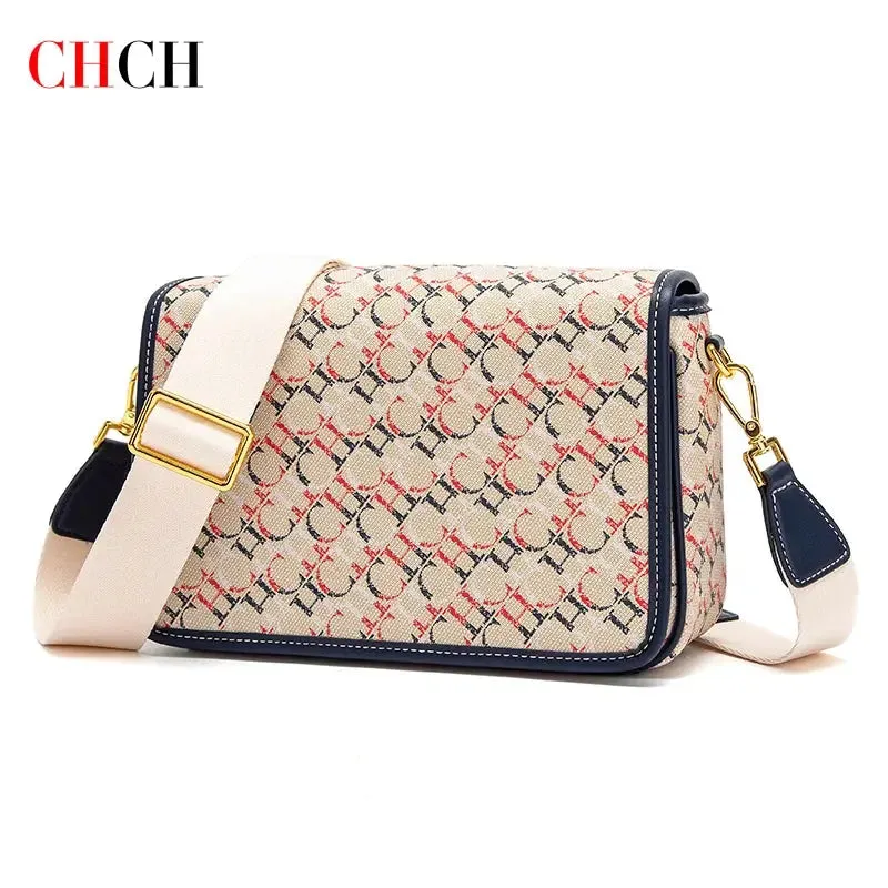 cross body bag Women's Saddle Bag 2024 New Brand Letter Printed Flap Cross Shoulder Bag Retro Wide Shoulder Strap Single Shoulder Bag