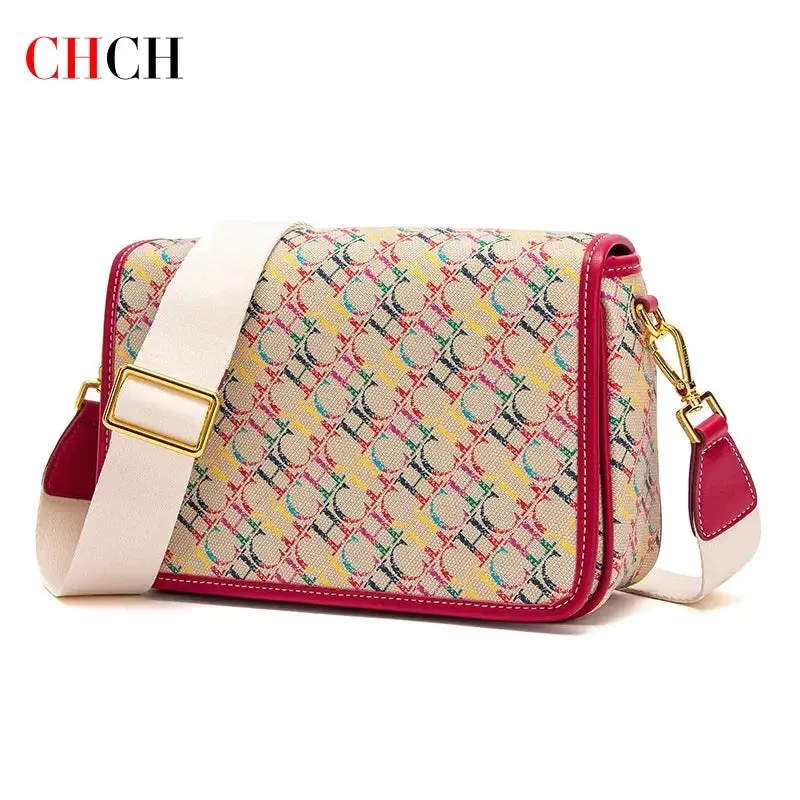 cross body bag Women's Saddle Bag 2024 New Brand Letter Printed Flap Cross Shoulder Bag Retro Wide Shoulder Strap Single Shoulder Bag