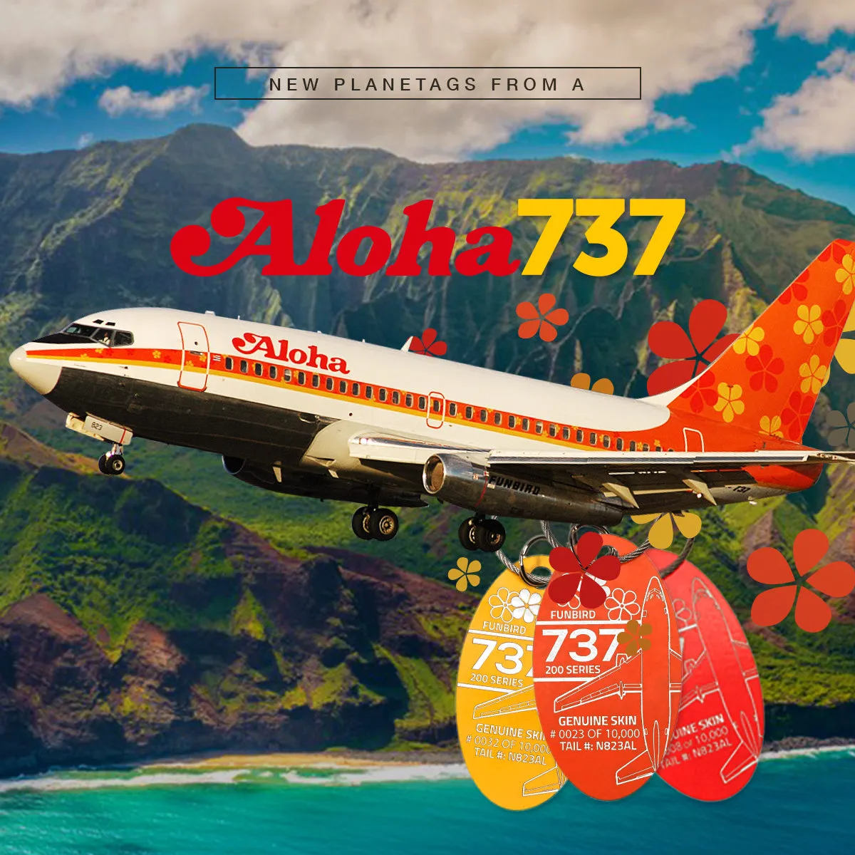 Custom ALOHA Airlines Boeing 737 PlaneTag Tail# N823AL