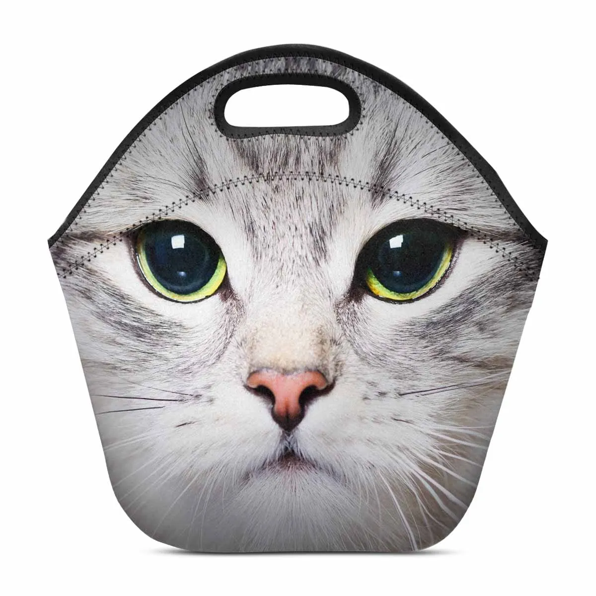 Custom Cat Face Neoprene Lunch Bag