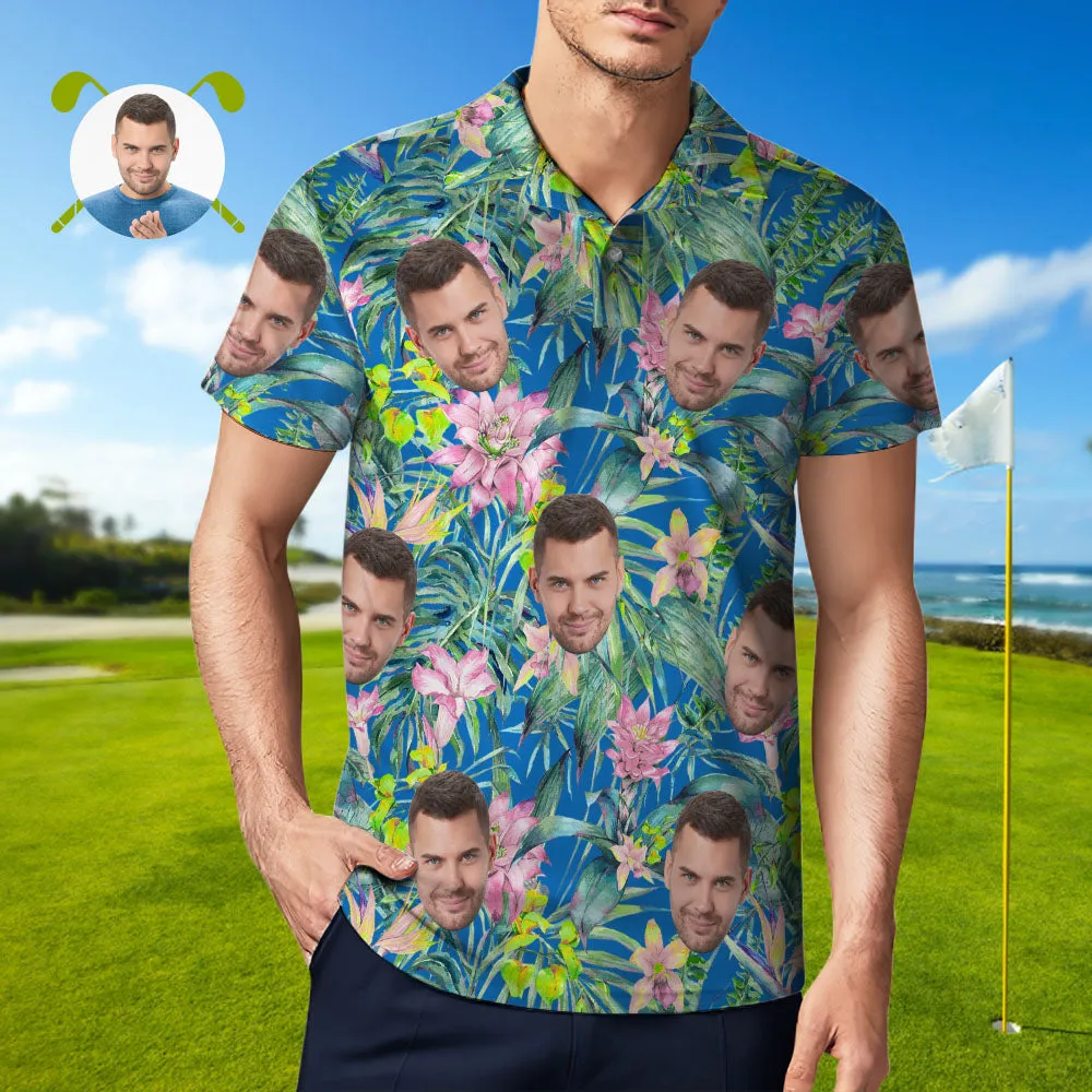 Custom Face Golf Polo Shirt Personalized Men's All Over Print Polo Shirt 6 Styles