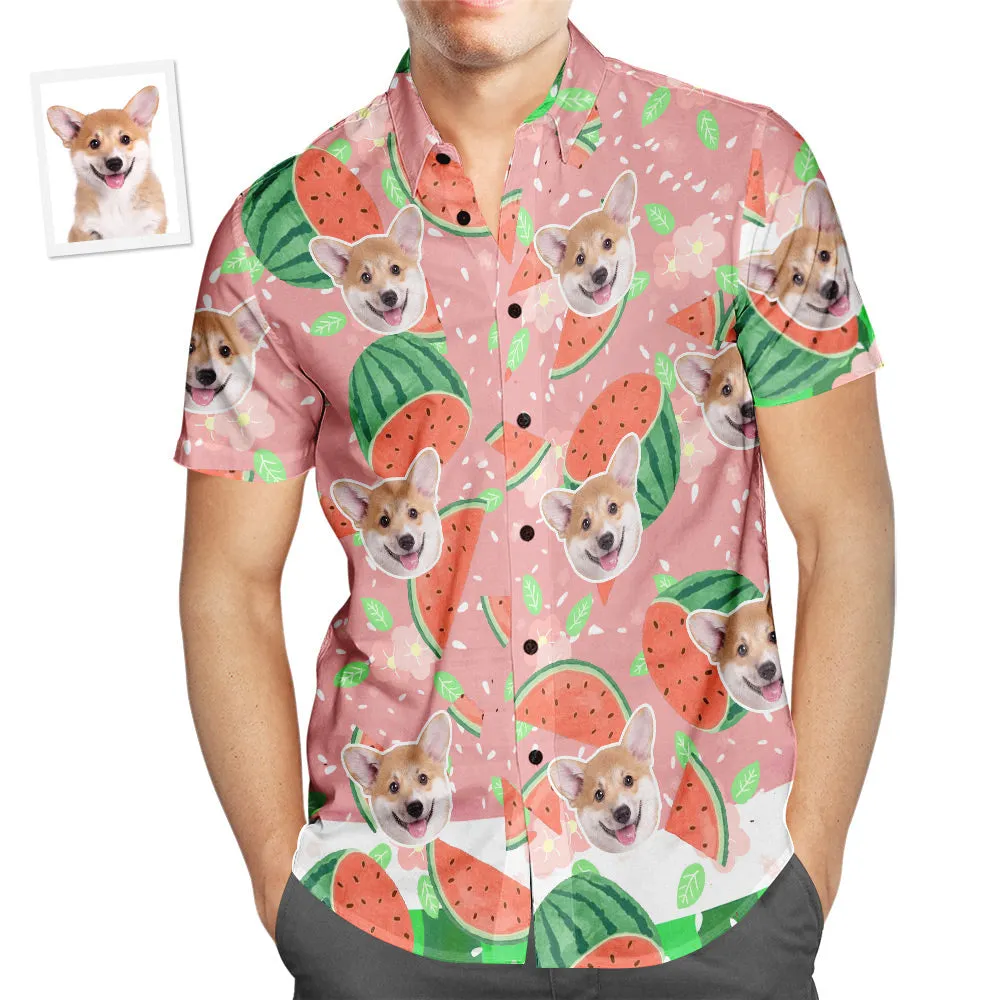 Custom Face Hawaiian Shirt Cartoon Watermelon Men's Popular All Over Print Hawaiian Beach Shirt Holiday Gift