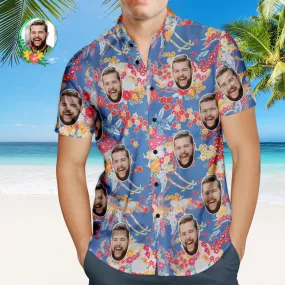 Custom Face Hawaiian Shirt Flower Clusters Personalised Shirt with Your Photo