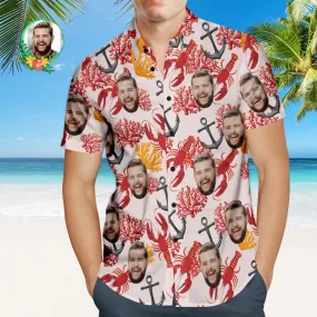 Custom Face Hawaiian Shirt Lobster Underwater World Personalised Face Shirt