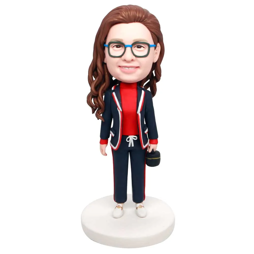 Custom Female Boss Bobblehead In Stylish Suit