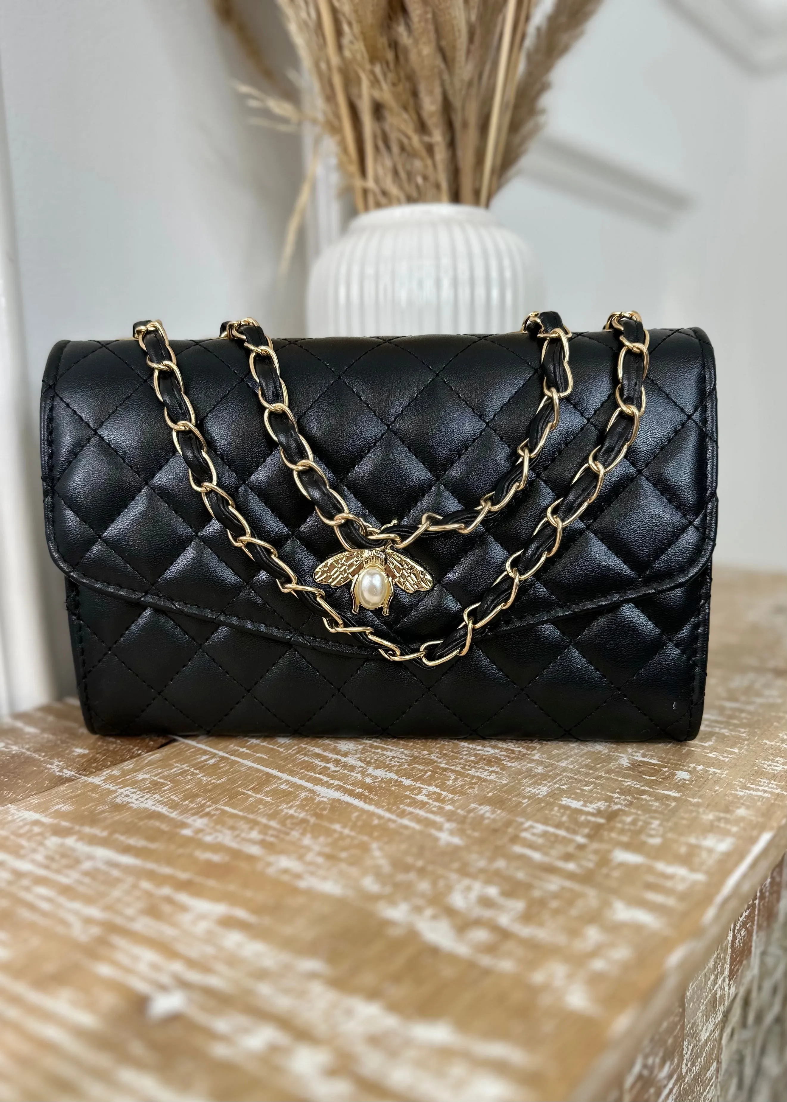 Dakota Black Bee Clasp Bag