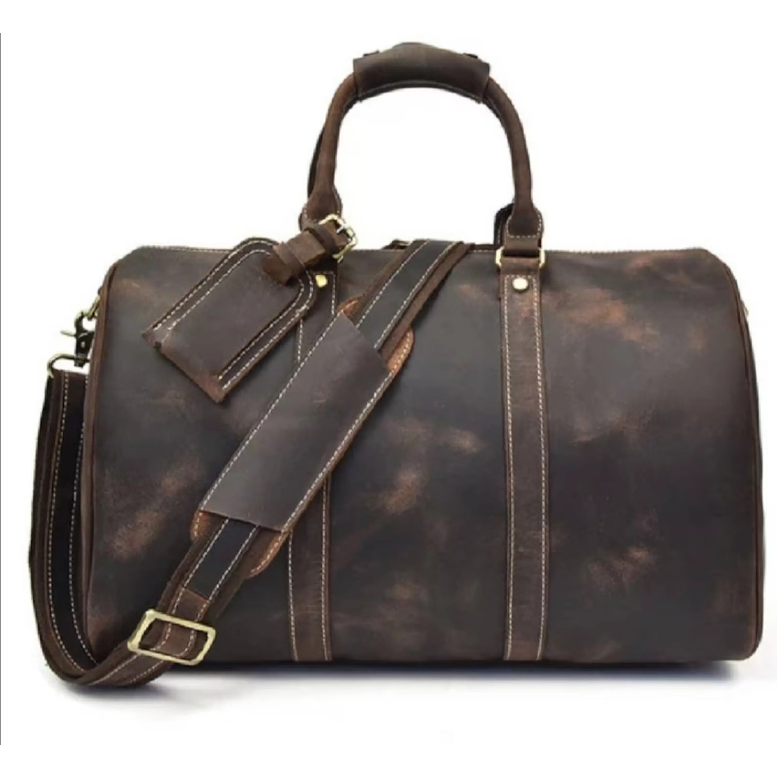 Dazzlo Leather Duffel Bag - Brown/Tan - 18"/20"/22"/24"