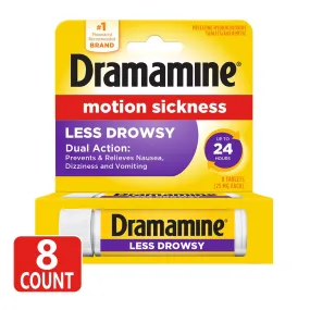 Dramamine All Day Less Drowsy, Motion Sickness Relief, 8 Count