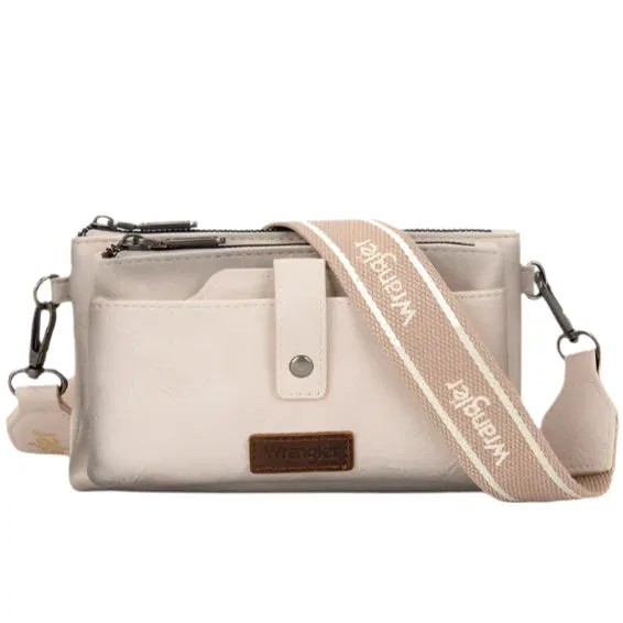 Dual Zipper Crossbody Bag - Tan