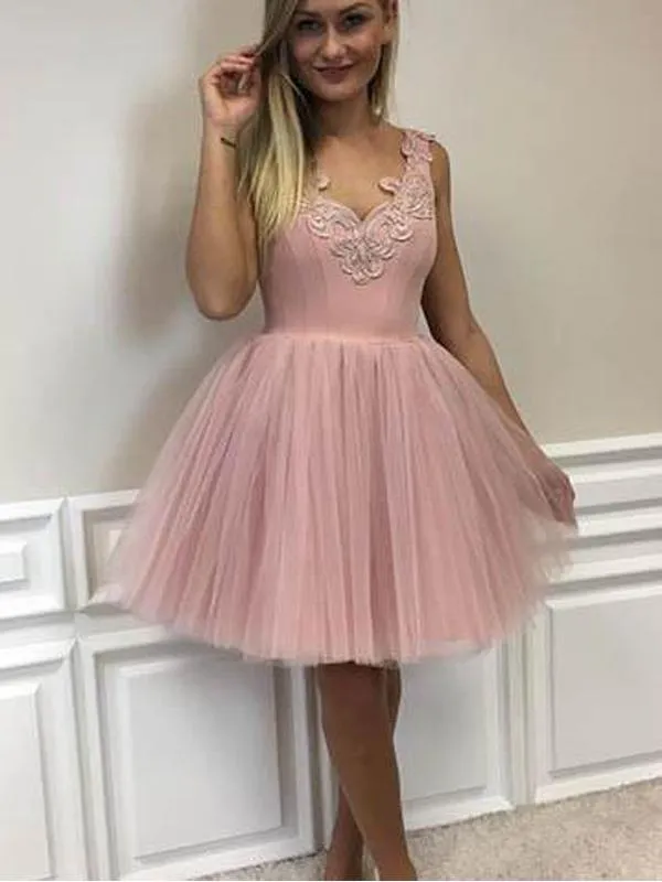 Dusty Pink V Neck Lace Cheap Short Homecoming Dresses Online, BDY0267