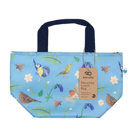 Eco Chic Lightweight Foldable Lunch Bag Blue RSPB Birds