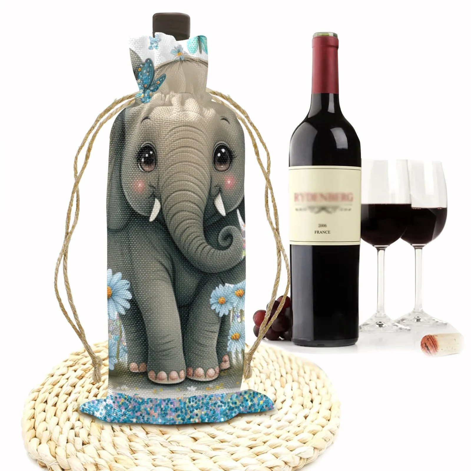 Elephant awd224 Linen Wine Bottle Bag