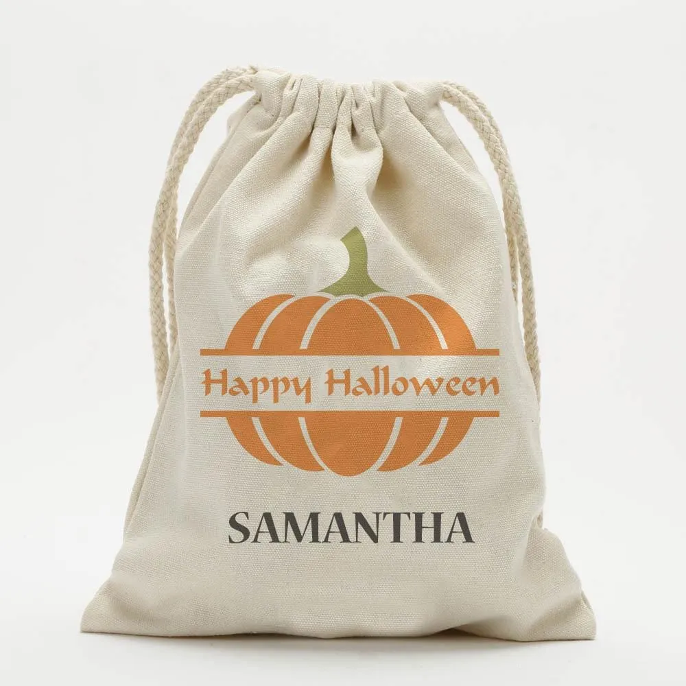 Exclusive - Sale | Bag Of Treats Custom Halloween Kids Drawstring Sack | Personalized Halloween Trick or Treat Bag