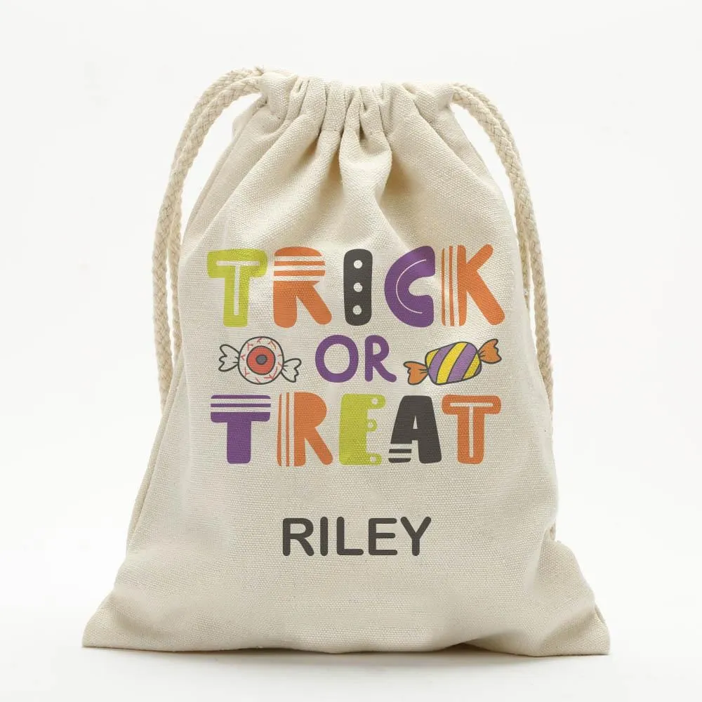 Exclusive - Sale | Bag Of Treats Custom Halloween Kids Drawstring Sack | Personalized Halloween Trick or Treat Bag