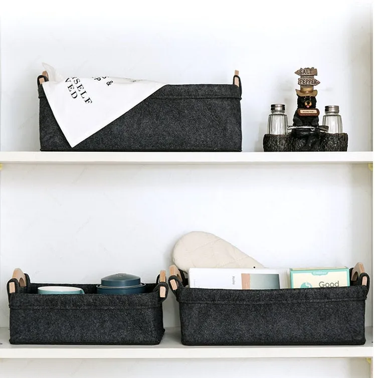 Felt Storage Basket - Closet Toy Book Hamper - Table Shelf Box Organizer -  Living Room Bedroom Bathroom Toiletry Makeup Book Toy