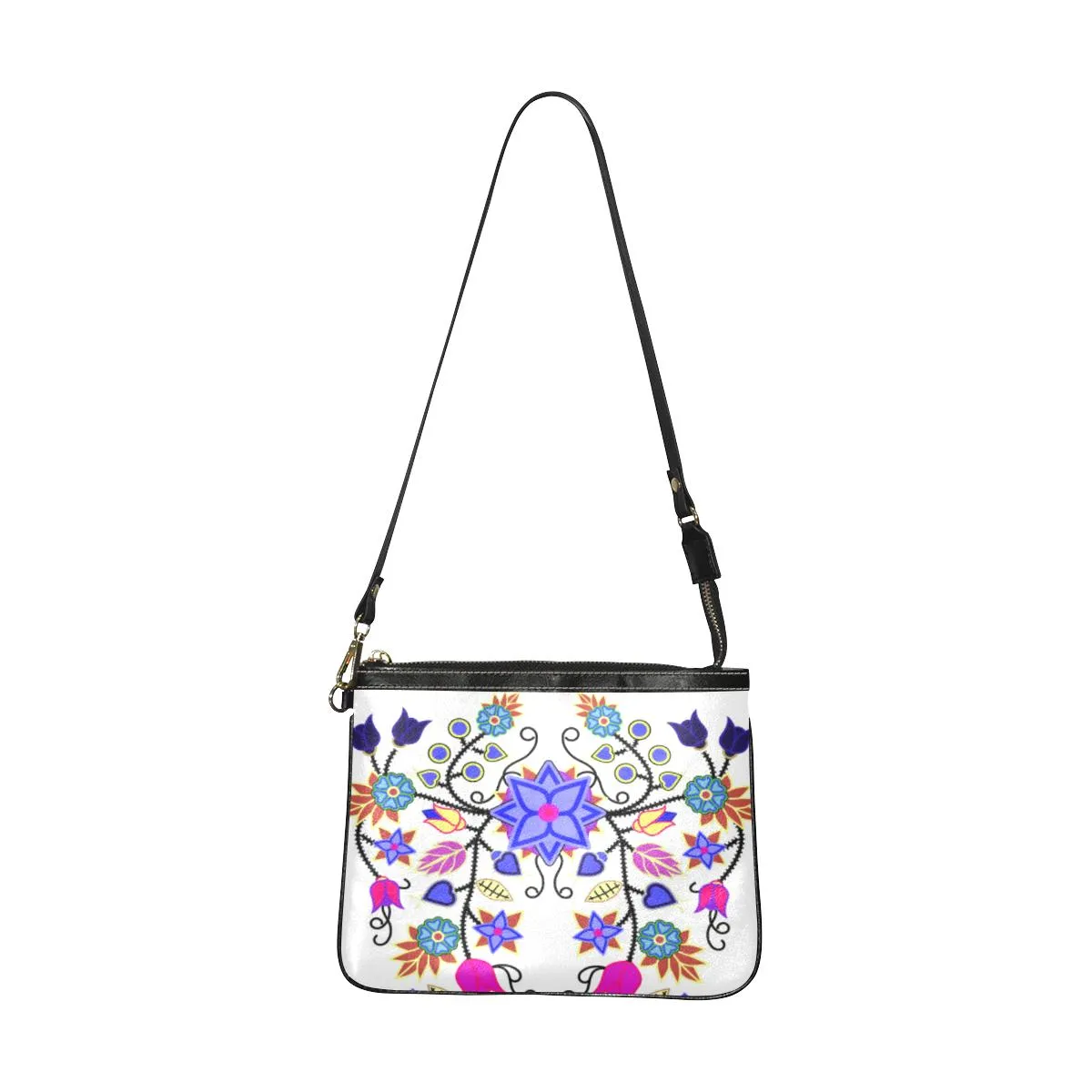 Floral Beadwork Seven Clans White Small Shoulder Bag