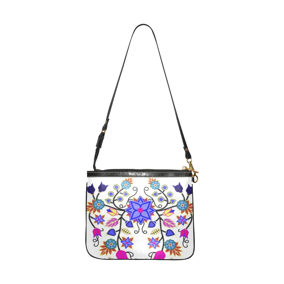 Floral Beadwork Seven Clans White Small Shoulder Bag