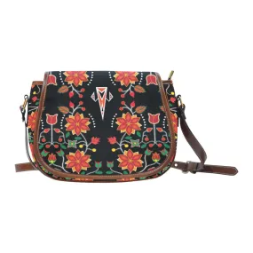 Floral Beadwork Six Bands Saddle Bag/Small