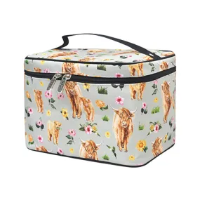 Floral Cow NGIL Large Top Handle Cosmetic Case