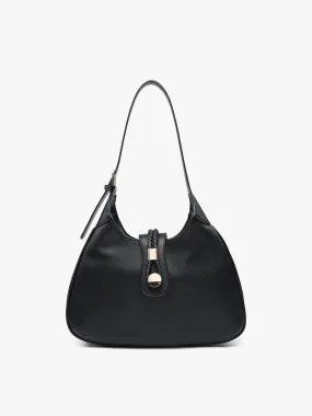 Florentine Snap Closure Satchel/Saddle Bag - Black