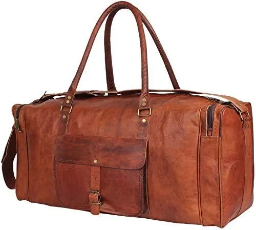 GBLeatherZ™ Men's 100% Leather 25in Vintage Overnight Duffle Weekend Travel Bag