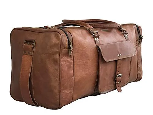 GBLeatherZ™ Men's 100% Leather 25in Vintage Overnight Duffle Weekend Travel Bag