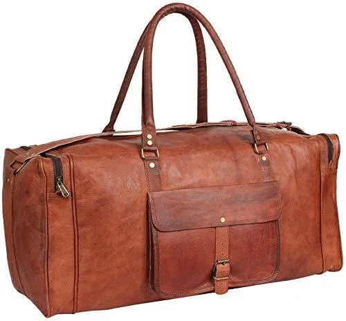 GBLeatherZ™ Men's 100% Leather 25in Vintage Overnight Duffle Weekend Travel Bag