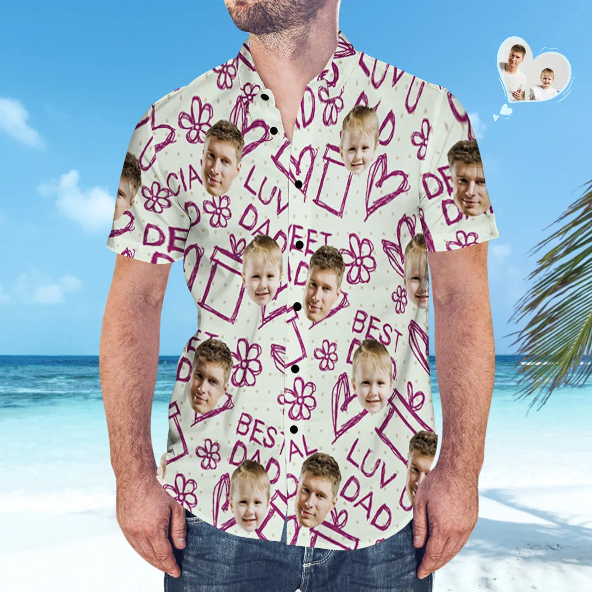 Gift For Dad Custom Face Hawaiian Shirt Matching